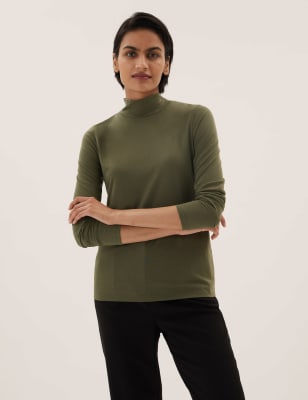 

Womens M&S Collection Funnel Neck Relaxed Long Sleeve Top - Hunter Green, Hunter Green