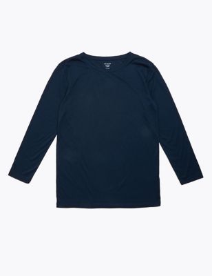 

Womens M&S Collection Crew Neck Relaxed Longline Long Sleeve Top - Navy, Navy
