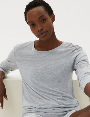 

Womens M&S Collection Crew Neck Relaxed Longline Long Sleeve Top - Mid Grey Marl, Mid Grey Marl
