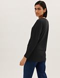 Crew Neck Relaxed Longline Long Sleeve Top