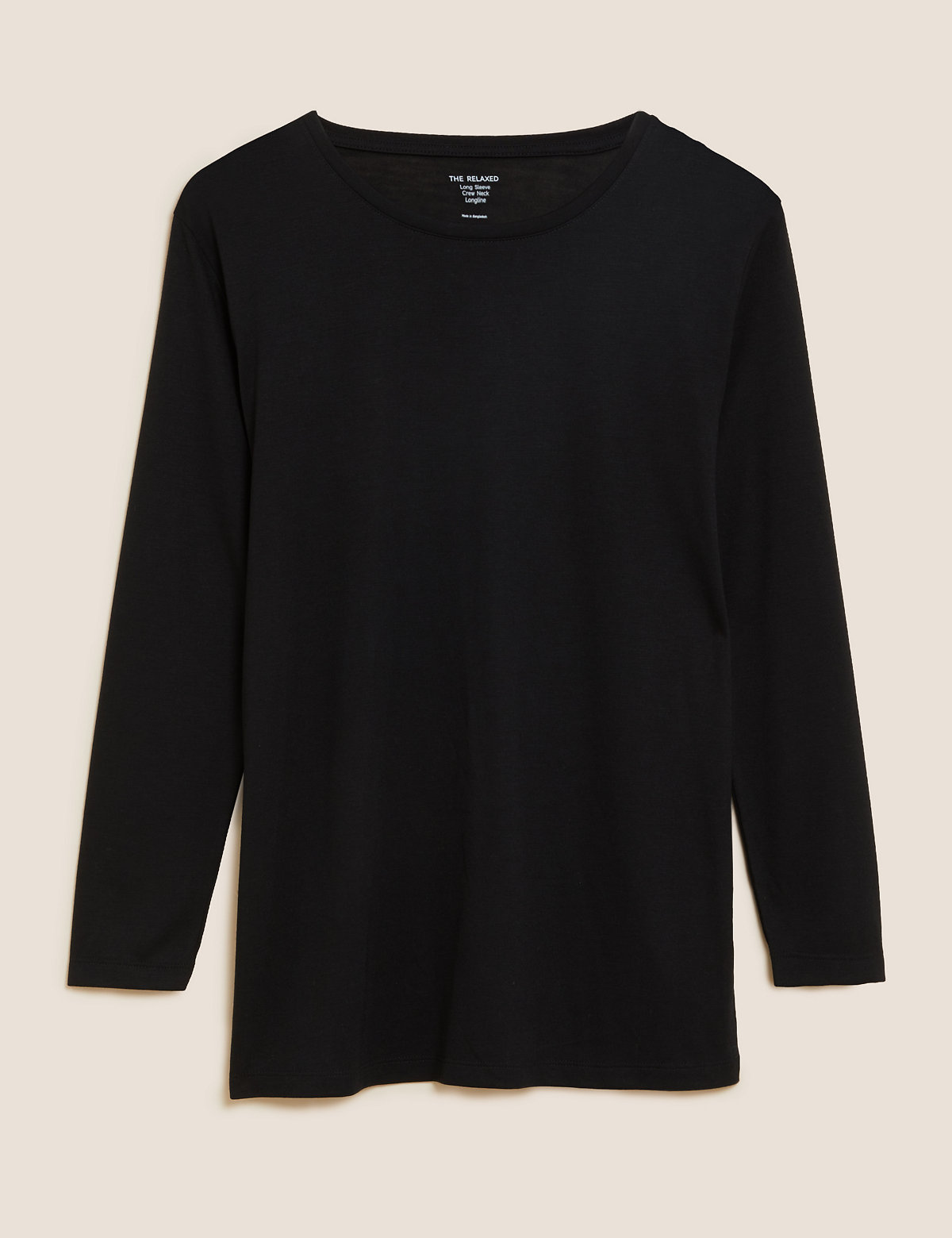 Crew Neck Relaxed Longline Long Sleeve Top