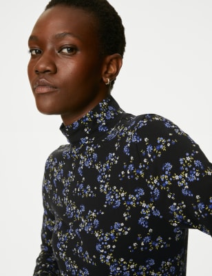 

M&S Collection Top ajustado estampado de algodónWomens - Black Mix, Black Mix
