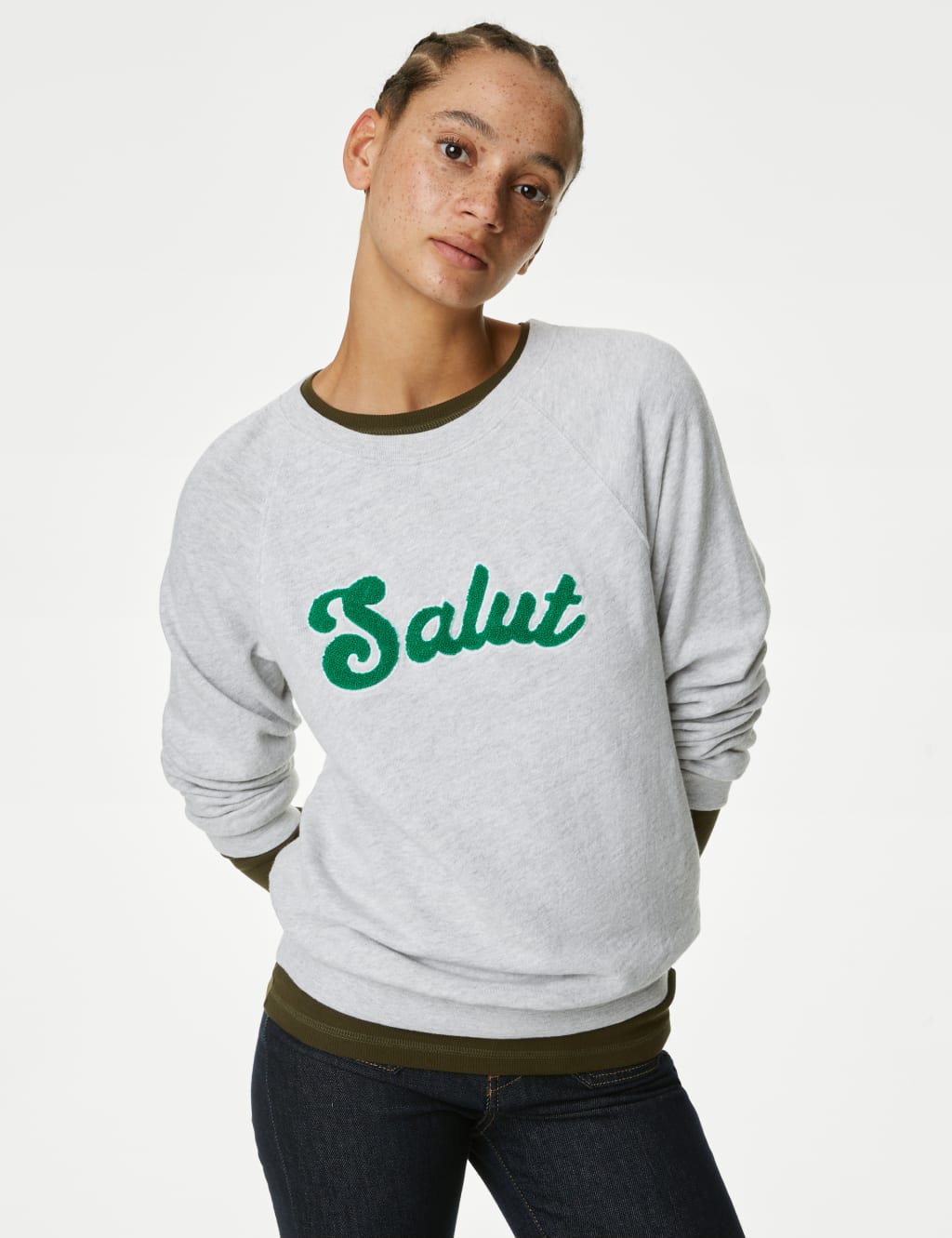 Pure Cotton Slogan Crew Neck Sweatshirt image 1