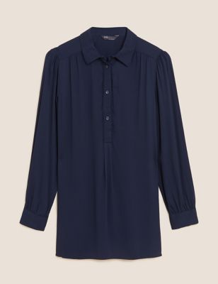 M&S Womens Collared Relaxed Longline Shirt