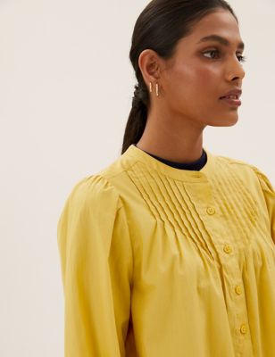 

Womens M&S Collection Pure Cotton Relaxed Longline Shirt - Dark Yellow, Dark Yellow