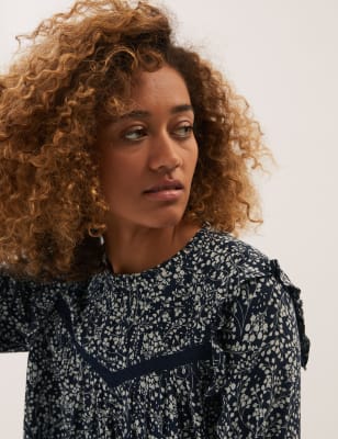 

Womens M&S Collection The Floral Blouse - Navy Mix, Navy Mix