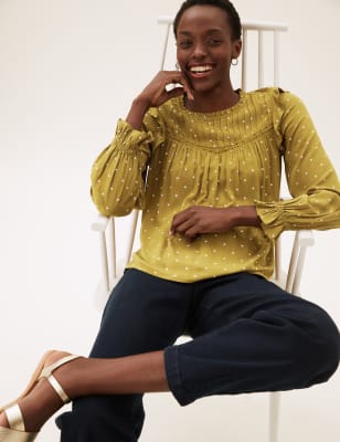 

Womens M&S Collection The Floral Blouse - Ochre, Ochre