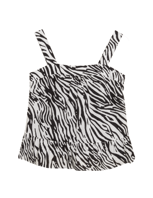 

Womens M&S Collection Pure Cotton Printed Vest Top - Black Mix, Black Mix
