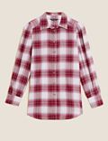 Checked Collared Relaxed Longline Shirt