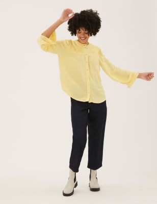 

Womens M&S Collection Embroidered Regular Fit Long Sleeve Blouse - Yellow, Yellow