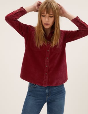 

Womens M&S Collection Corduroy Textured Relaxed Shirt - Deep Red, Deep Red