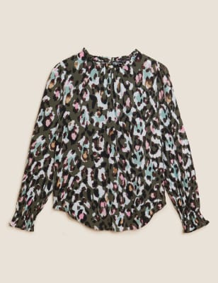 

M&S Collection Blusa de ajuste estándar con estampado animalWomens - Khaki Mix, Khaki Mix