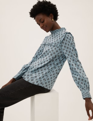 

M&S Collection Blusa estampada con brillos con modalWomens - Green Mix, Green Mix