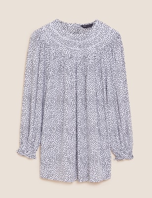 

M&S Collection Blusa de manga larga de ajuste estándar de toposWomens - Cream Mix, Cream Mix