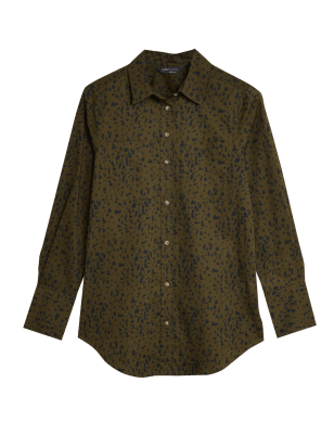 

Womens M&S Collection Pure Cotton Striped Regular Fit Shirt - Khaki Mix, Khaki Mix