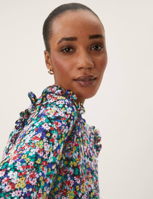 

Womens M&S Collection Floral Regular Fit Long Sleeve Blouse - Multi, Multi