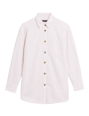 

Womens M&S Collection Denim Regular Fit Longline Shirt - Pink, Pink