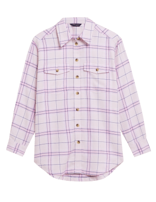 

Womens M&S Collection Checked Regular Fit Long Sleeve Shirt - Pink Mix, Pink Mix