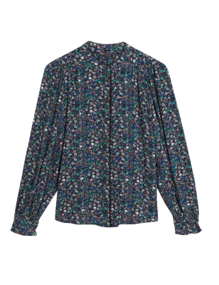 

M&S Collection Blusa de manga abullonada de florecillasWomens - Black Mix, Black Mix