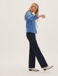 Regular Fit Smocked Popover Blouse