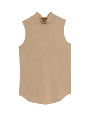 

M&S Collection Top sin mangas con cuello altoWomens - Natural Beige, Natural Beige