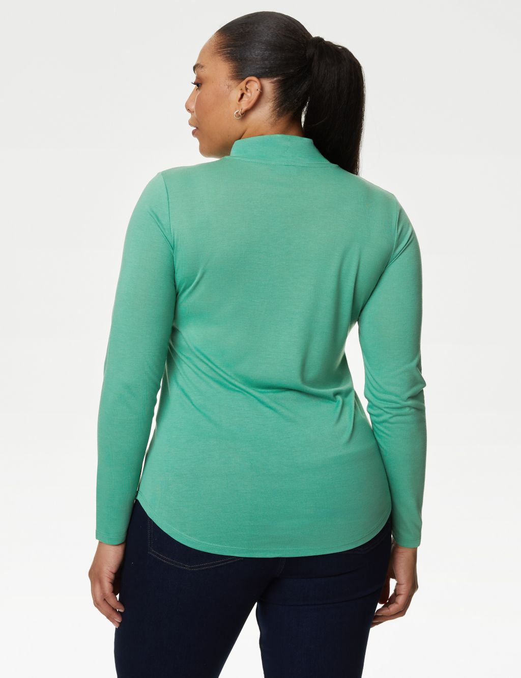 Jersey Roll Neck Relaxed Long Sleeve Top image 5