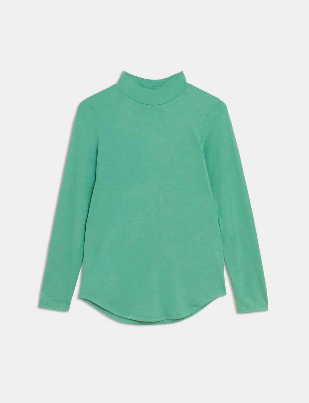 Jersey Roll Neck Relaxed Long Sleeve Top image 2