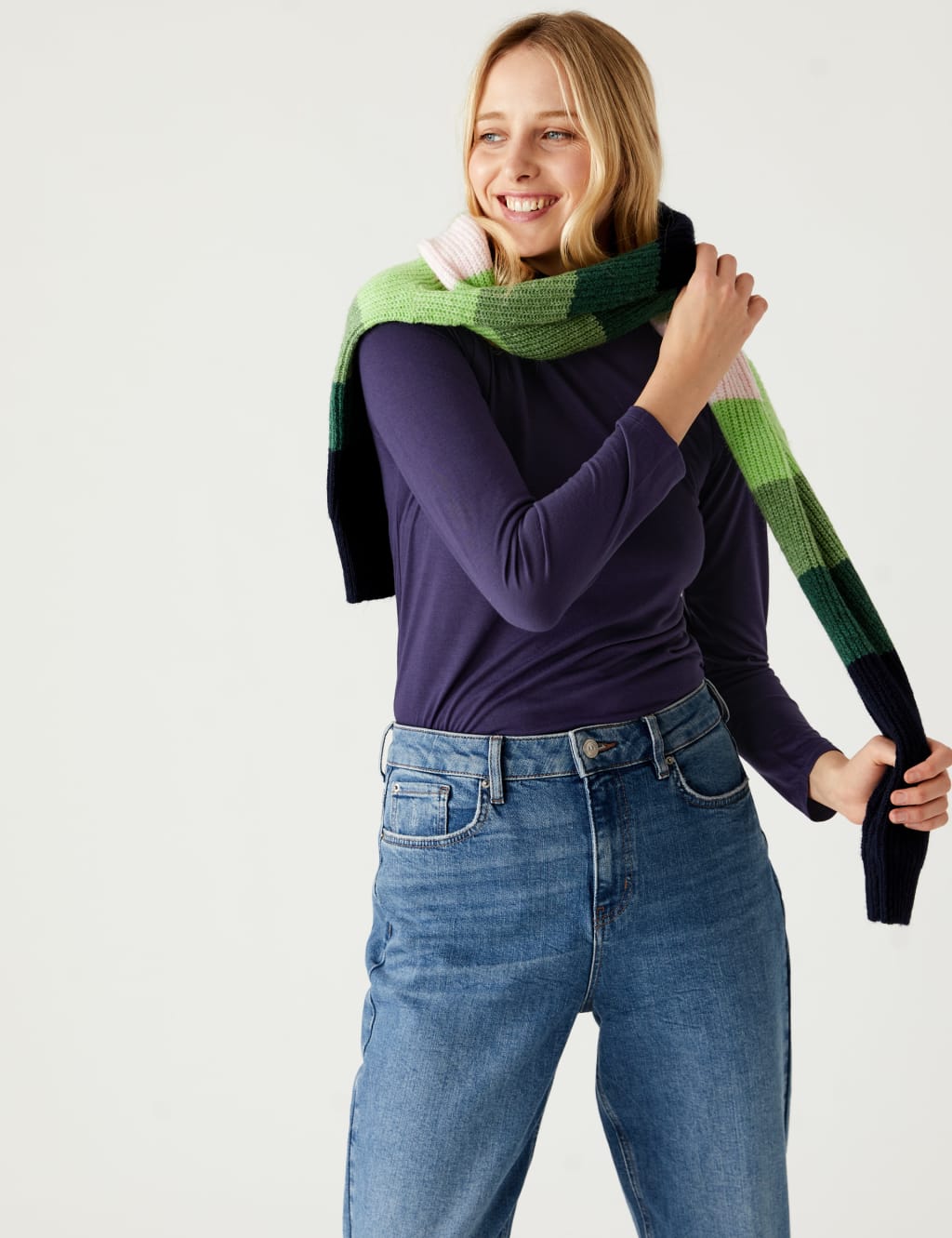 Jersey Roll Neck Relaxed Long Sleeve Top image 3