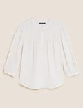 Double Cloth Embroidered 3/4 Sleeve Blouse