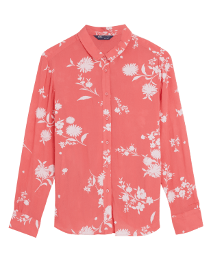 

Womens M&S Collection Floral Regular Fit Longline Shirt - Orange Mix, Orange Mix