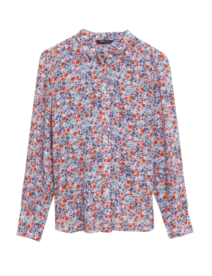 

Womens M&S Collection Lang geschnittenes Hemd mit Blumenmuster in normaler Passform - Multi, Multi