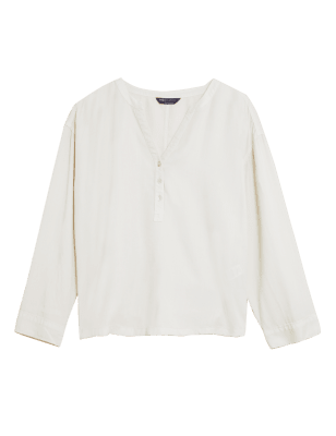 

M&S Collection Blusa 100% Tencel™ de manga larga maxiWomens - Light Cream, Light Cream