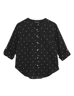 

Womens M&S Collection Hemd aus reiner Baumwolle mit Struktur in normaler Passform - Black Mix, Black Mix