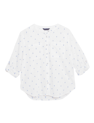 

Womens M&S Collection Hemd aus reiner Baumwolle mit Struktur in normaler Passform - White Mix, White Mix
