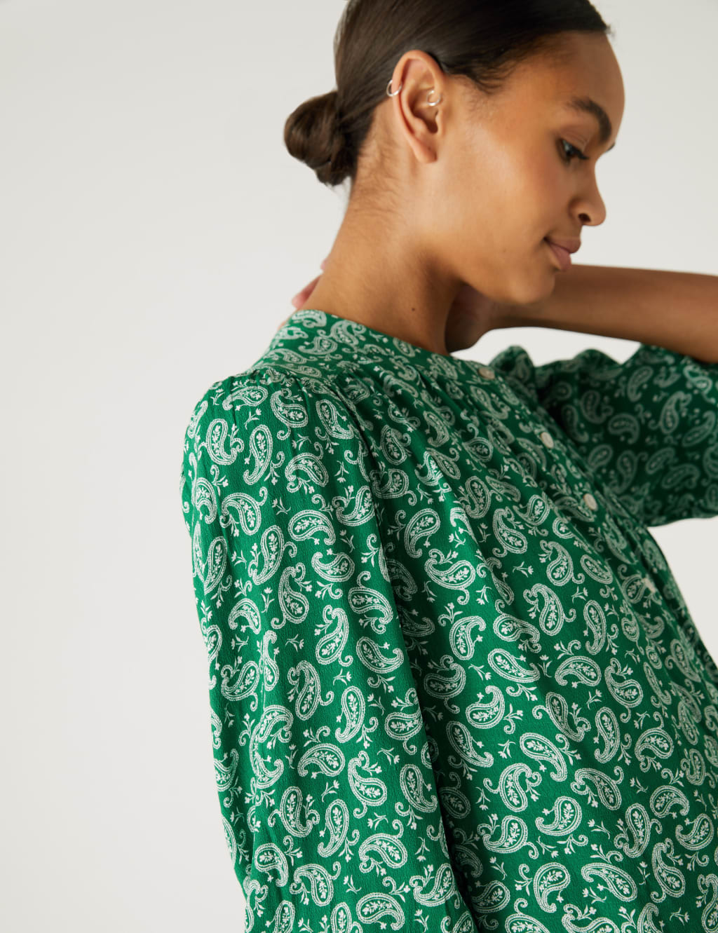 Floral Button Detail 3/4 Sleeve Blouse image 2