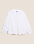 Pure Cotton Broderie Regular Fit Blouse