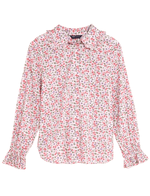 

Womens M&S Collection Pure Cotton Floral Regular Fit Shirt - Multi, Multi