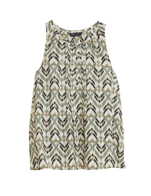 

Womens M&S Collection Normal geschnittenes Trägeroberteil aus reiner Baumwolle mit Muster - Khaki Mix, Khaki Mix