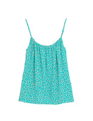 

Womens M&S Collection Printed Square Neck Regular Fit Cami Top - Green Mix, Green Mix