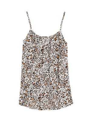 

Womens M&S Collection Printed Square Neck Regular Fit Cami Top - Natural Mix, Natural Mix