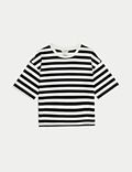 Pure Cotton Striped Boxy T-Shirt