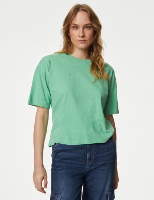 

M&S Collection Camiseta maxi estampada 100% algodónWomens - Green Mix, Green Mix