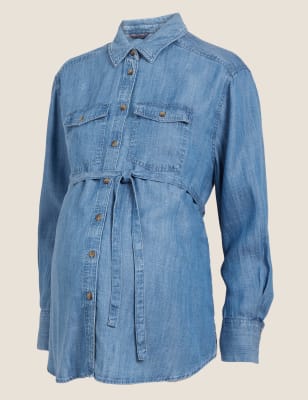 

Womens M&S Collection Maternity Pure Tencel™ Denim Relaxed Shirt, Denim