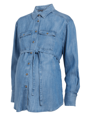 

Womens M&S Collection Maternity Pure Tencel™ Denim Relaxed Shirt, Denim