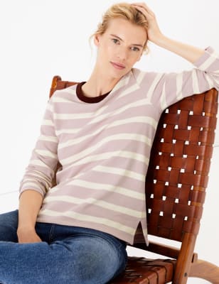 Pure Cotton Straight Fit Long Sleeve Top