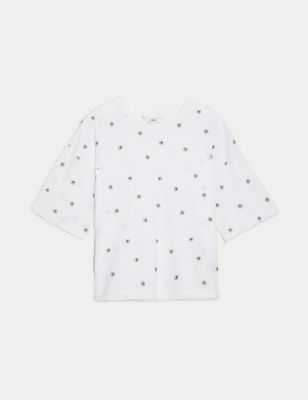 Pure Cotton Embroidered T-Shirt