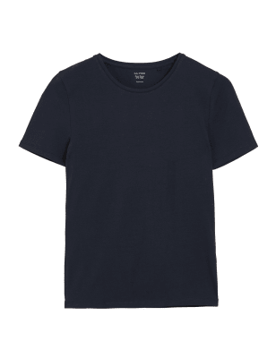 

Womens M&S Collection Cotton Rich Fitted T-Shirt - Navy, Navy