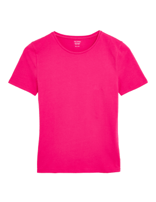 

Womens M&S Collection Cotton Rich Fitted T-Shirt - Fuchsia, Fuchsia