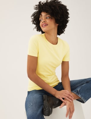 

Womens M&S Collection T-Shirt mit hohem Baumwollanteil in eng anliegender Passform - Yellow, Yellow