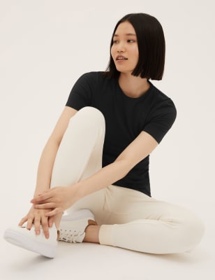 

Womens M&S Collection Cotton Rich Fitted T-Shirt - Black, Black